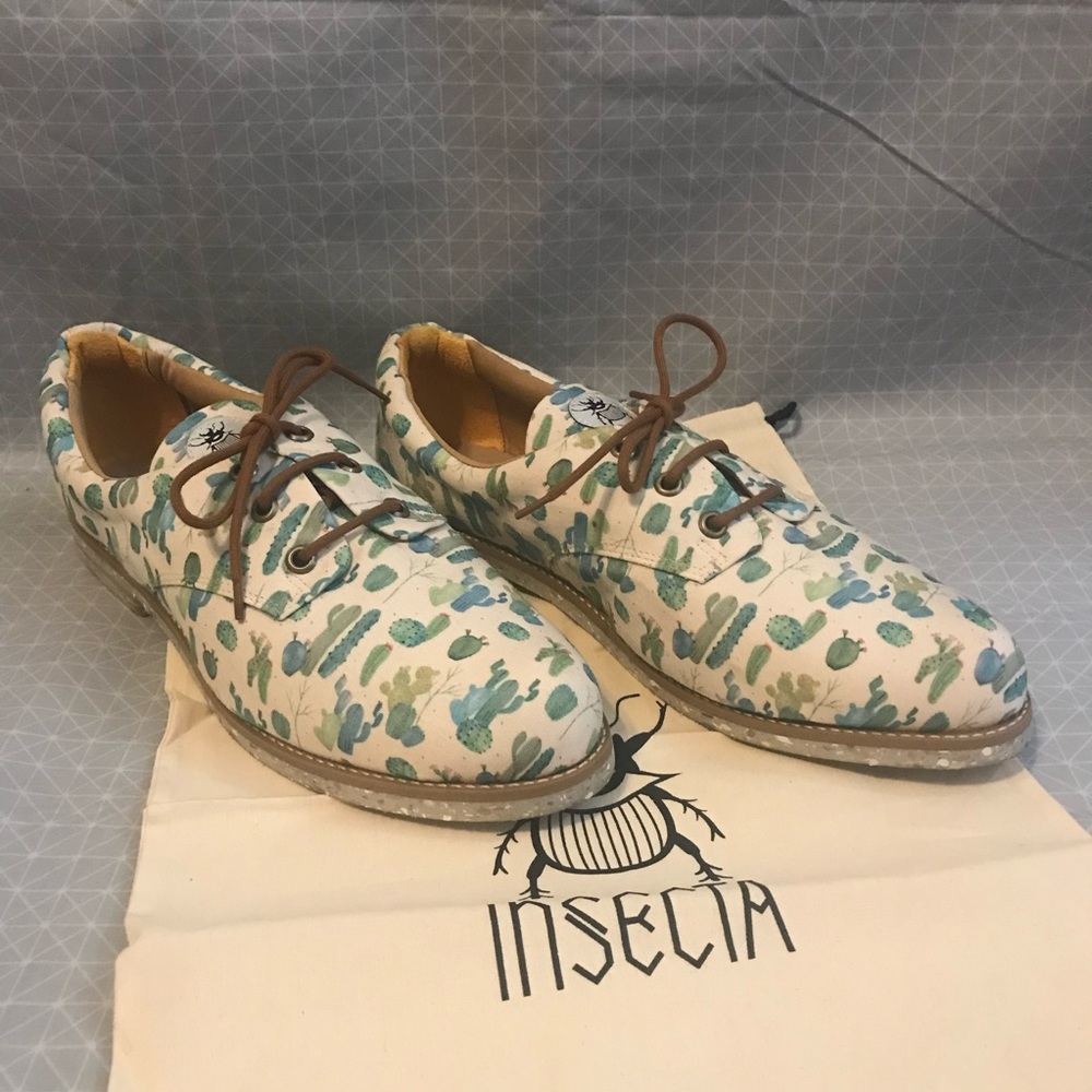 NWOT Insecta Brazil Abstract Cactus Print Lace-Up Oxford Derby Shoes 41